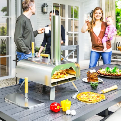 Outsunny Forno per Pizza con Pietra Refrattaria e Pala Argento
