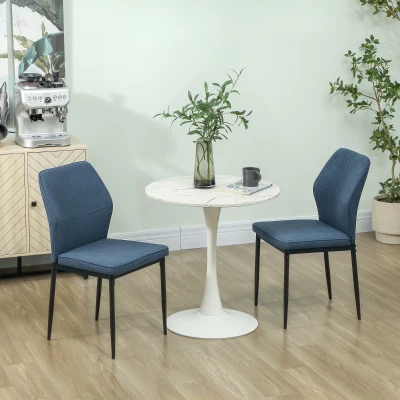 HOMCOM Conjunto de 2 Sillas de Comedor con Tapizado de Terciopelo Sintético Respaldo Curvo y Patas de Acero 45x57x86 cm Azul