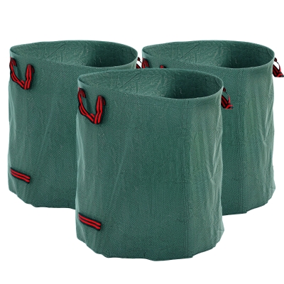 Outsunny Conjunto de 3 Sacos de Resíduos de Jardim 272L Resistentes com Pegas Reforçadas e Aros Flexíveis Dobráveis e Reutilizáveis Ø67x76 cm Verde