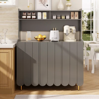 Meuble de salle à manger moderne avec étagères de rangement ouvertes, Gris