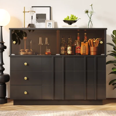 Credenza moderna con porte scorrevoli nera
