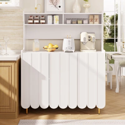 Meuble de salle à manger moderne avec étagères de rangement ouvertes, Blanc