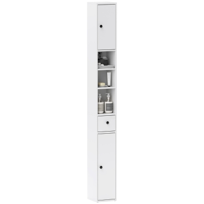 HOMCOM Colonna Bagno con 2 Ante, 3 Ripiani e Cassetto Bianco