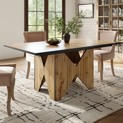 Tavolo da pranzo moderno con venature del legno, Marrone chiaro