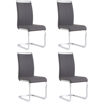 Set di 4 sedie da pranzo a sbalzo, Grigio