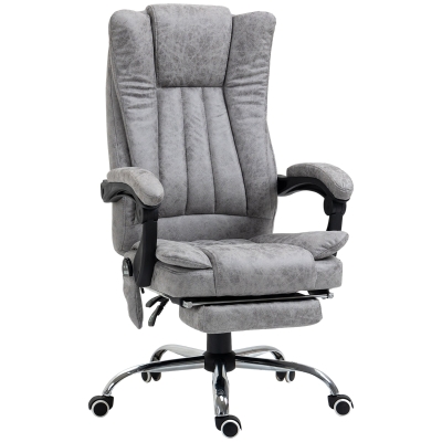 Vinsetto Massage Office Chair Grey with Footrest & Swivel