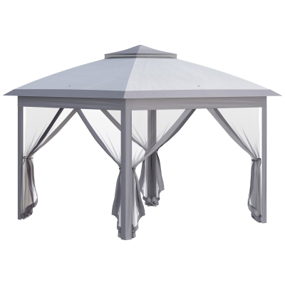 Outsunny Pop Up Canopy Tent Grey 330x330cm with Mesh Sides