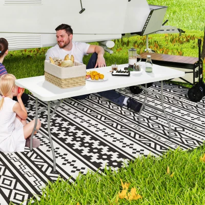 Outsunny Tavolo da Giardino Pieghevole 180x74x74cm Bianco