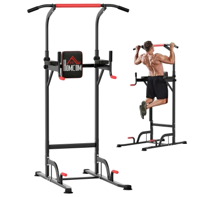 HOMCOM Power Tower Dip Stand Pull Up Bar Gym Equipment