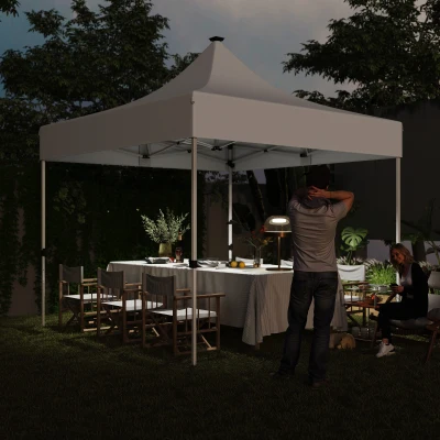 Outsunny Gazebo da Giardino Pop Up con Luci LED Solari Bianco