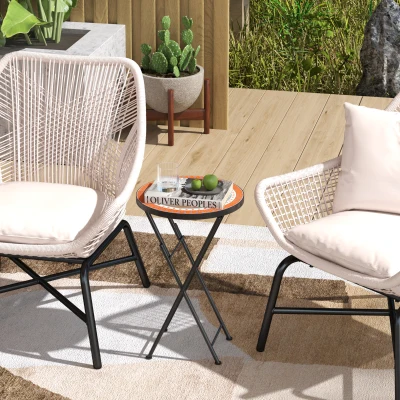 Outsunny Mosaic Folding Garden Table Metal Frame Orange