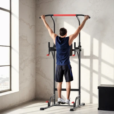 HOMCOM Power Tower Dip Stand Pull Up Bar Gym Equipment