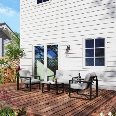 Outsunny 4 Piece Furniture Set with Cushions Dark Grey