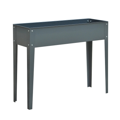 Outsunny Floreira Elevada Mesa para Cultivo Retangular para Plantas Verduras e Flores com 3 Orifícios de Drenagem 100x30x80cm Cinza