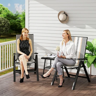 Outsunny Rattan Folding Dining Chair Set of 2 Black