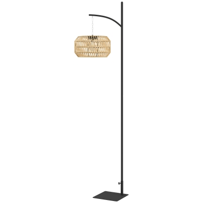 Outsunny Solar Staande Lamp Rattan Solarlampen met Lichtsensor Automatische Solarverlichting in Boho-Stijl IP44 Zwart+Geel