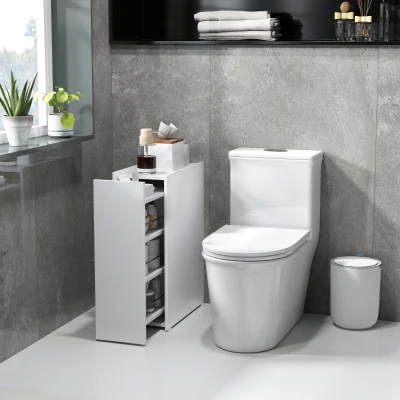 HOMCOM Mobiletto Bagno Salvaspazio a 3 Livelli in Legno Bianco