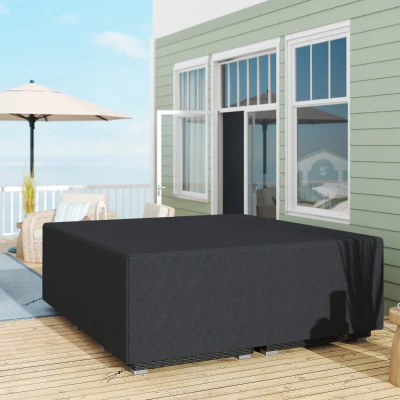 Outsunny Waterproof Rattan Sofa Set Cover Black 225x210x70cm