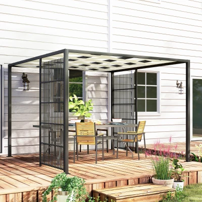 Outsunny Pergola da Esterno con Schermi Laterali per Privacy Nero