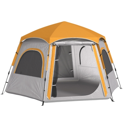 Outsunny Camping Tent Hexagonal Waterproof UV Light Grey