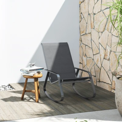 Outsunny Outdoor Rocking Chair Steel Frame Grey