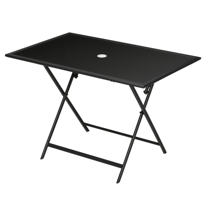 Outsunny Table de Jardin Pliable 110x70cm Verre Trempé Noir