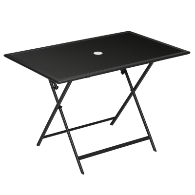 Outsunny Table de Jardin Pliable 110x70cm Verre Trempé Noir