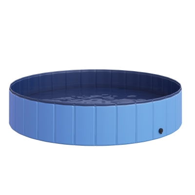 PawHut Piscina Dobrável para Cães Ø140×30 cm Banheira Portátil para Animais de Estimação Antiderrapante PVC Multiusos Azul