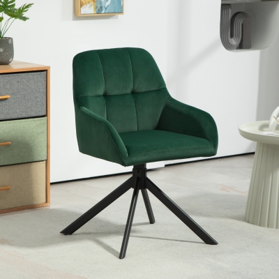 HOMCOM Fotoliu Modern din Catifea cu Șezut Rotativ, 55x51.5x85.5 cm, Verde