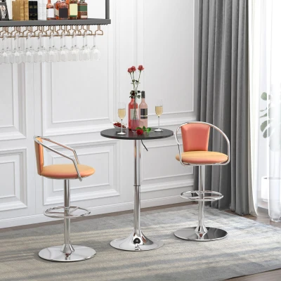 HOMCOM Mesa de bar ajustável em altura com base redonda e antideslizante para cozinha sala de jantar Ø60x69-93 cm Preto