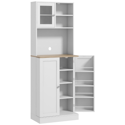 HOMCOM Armário de Cozinha Armário Alto de Cozinha com 3 Portas Prateleiras Ajustáveis e Prateleiras na Porta  60x35x169 cm Branco