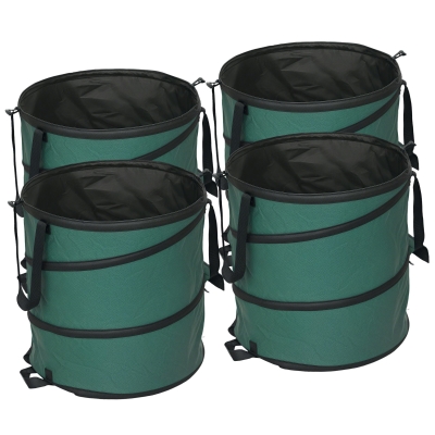 Outsunny Conjunto de 4 Sacos para Resíduos de Jardim 86L com Pegas Tampa com Fecho e Desenho Pop-Up Dobráveis e Reutilizáveis Ø47x50 cm Verde