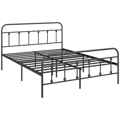 HOMCOM Double Metal Bed Frame Minimalistic Black