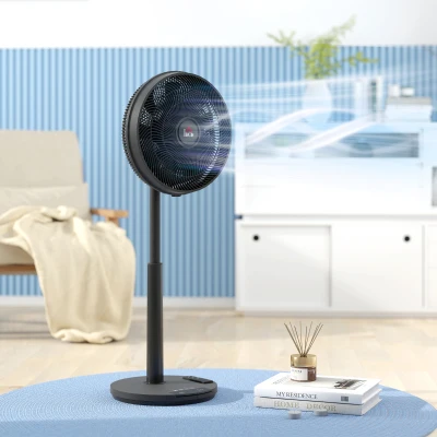 HOMCOM Pedestal Fan Adjustable Height Oscillating Black