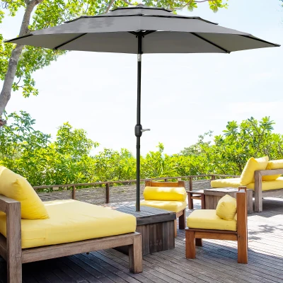 Outsunny Parasol Inclinable Ø2,85m Anti-UV Gris avec Manivelle