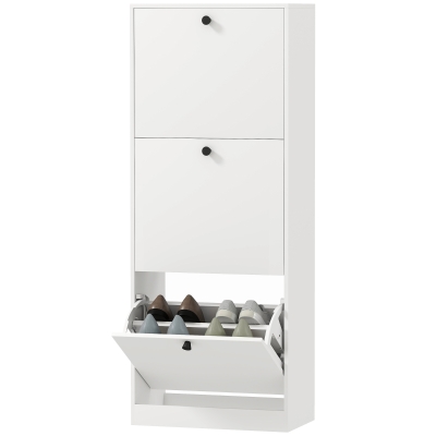 HOMCOM Schoenenkast, 3 Lades, voor tot 12 Paar Schoenen, Spaanplaat, Wit