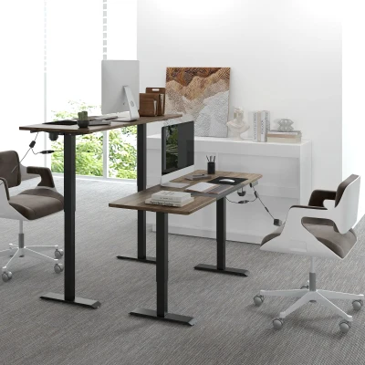 Vinsetto Höhenverstellbarer Schreibtisch Elektrisch 140 x 70 cm Computertisch mit 4 Memory-Steuerung, 4 tlg. Tischplatte, Steh-Sitz Tisch mit Anti-Kollision, Überhitzungsschutz Schwarz