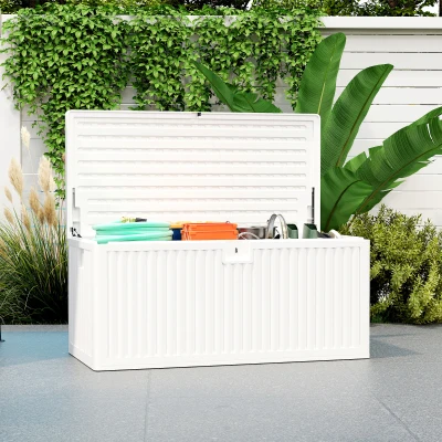 Outsunny Baule da Esterno da 515L Impermeabile in PE Bianco