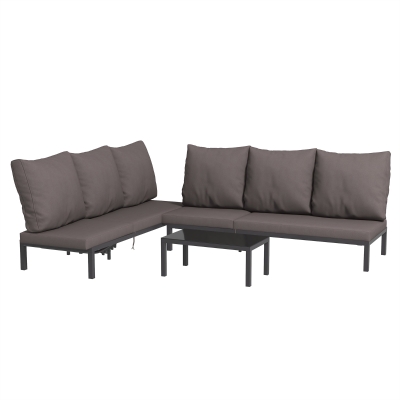 Outsunny Salon Jardin Modulable Aluminium 2 Soleil+Table