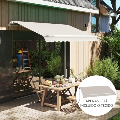 Outsunny Tecido de Substituição para Toldo 2,8x2,5 m Tecido de Reposição com Proteção UV 50+ Impermeável  Creme