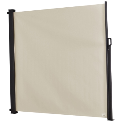 Outsunny Toldo Lateral Retráctil 350x180 cm Pantalla Enrollable Mampara de Privacidad y Protección Solar Beige