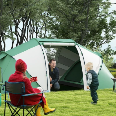 Outsunny Camping Tent 4-6 Man UV Protection Green White