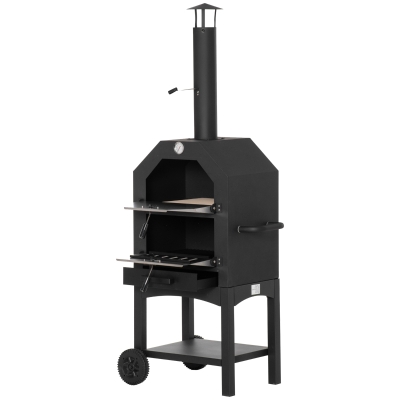 Outsunny Stainless Steel 2-Tier Outdoor Charcoal Pizza Oven