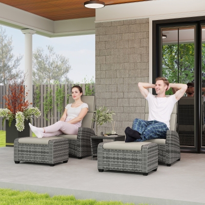 Outsunny 5-Piece Rattan Furniture Set with Cushions Grey