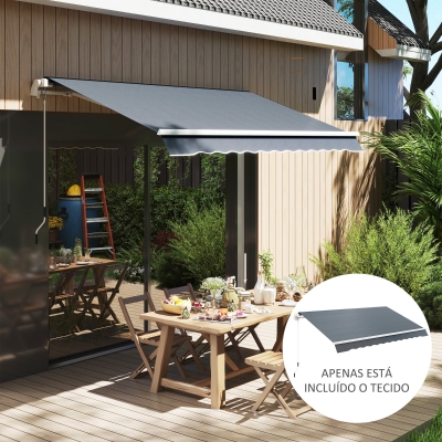 Outsunny Tecido de Substituição para Toldo 2,8x2,5 m Tecido de Reposição com Proteção UV 50+ Impermeável  Cinzento
