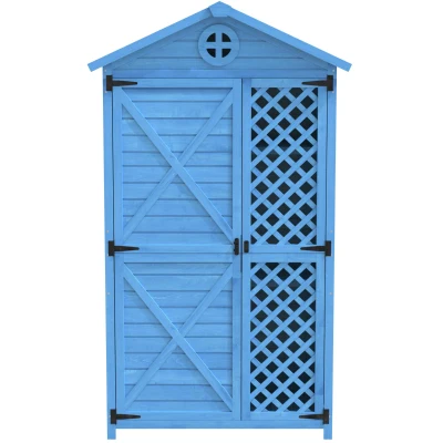 Outdoor Wooden Storage Shed with Ventilation Slots, Blue
