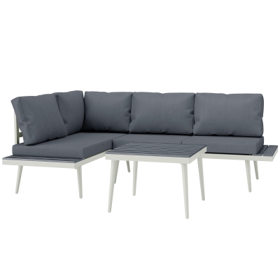 Outsunny 3 Piece Garden Sofa Set with Table Grey