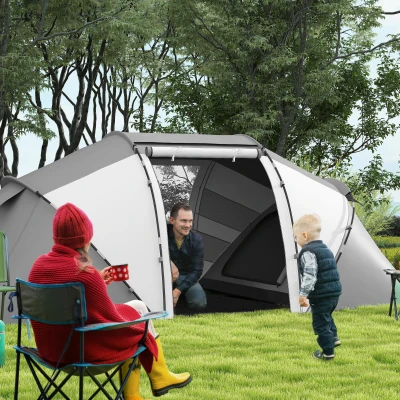 Outsunny UV Protection Camping Tent 4-6 Man Charcoal Grey/White
