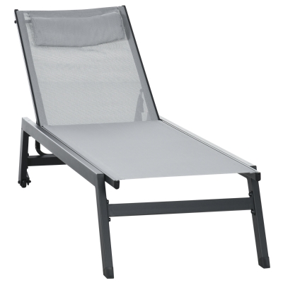 Outsunny Lettino prendisole 164x55x90cm Gris clair