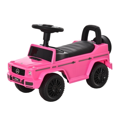 HOMCOM Kinder-Rutscher Kinderfahrzeug Mercedes Benz 12-36 Monate Staufach Hupe Lichter Rosa